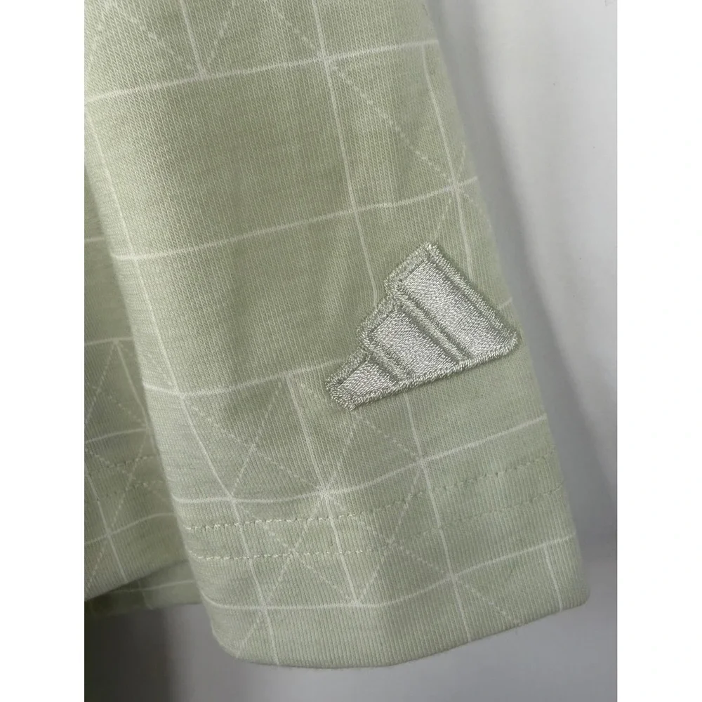 Adidas Mens XL Golf Polo Shirt Mint Green Geometric Grid Pattern NWT Stretch